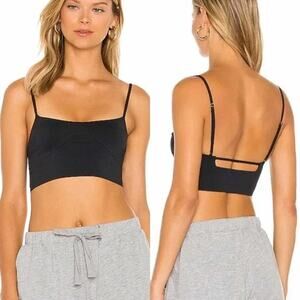 Free People‎ Intimately Brinley Longline Bralette Women's Large Black